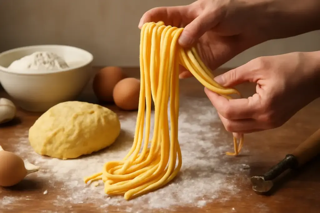 Come si fa la pasta fresca all’uovo? Il dettaglio che rende le tagliatelle davvero elastiche